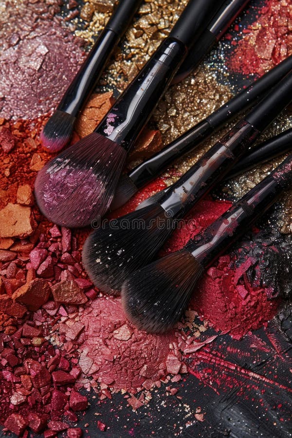 Gros plan d'un groupe de brosses de maquillage. parfait pour la beauté et les concepts cosmétiques images stock
