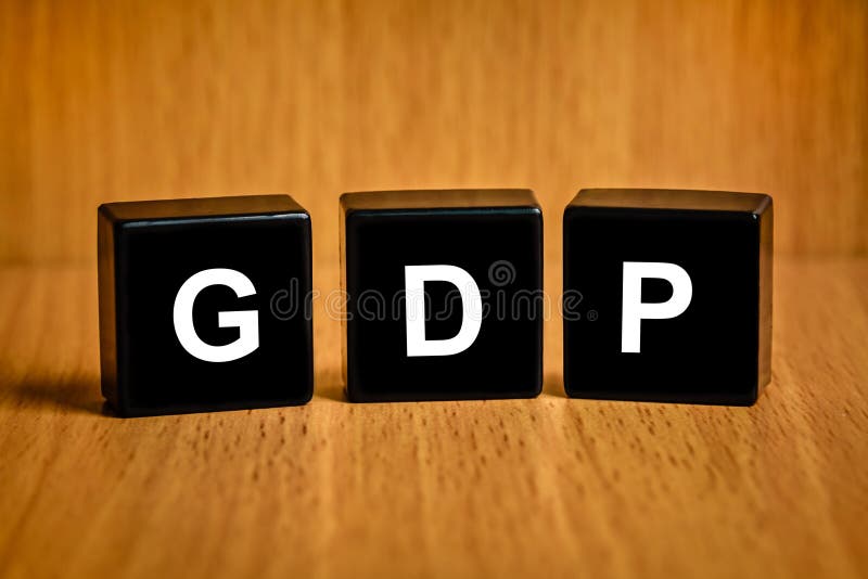 Gross domestic product or GDP word on black block royalty free stock images