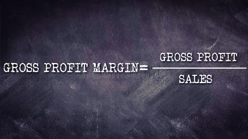 gross profit margin equalvalant to gross profit upon sales formula displayed with chalkboard illustration