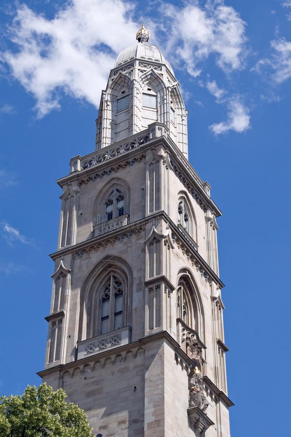 Grossmuenster tower (Zurich, Switzerland) royalty free stock image