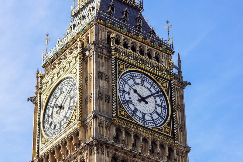 Grote Ben Elizabeth-torenwijzerplaat, Paleis van Westminster, Londen, het UK stock afbeeldingen Grote Ben Elizabeth-torenwijzerplaat, Paleis van Westminster, Londen, het UK stock afbeeldingen