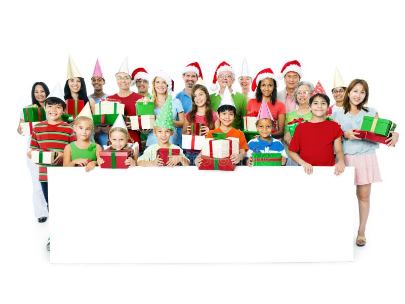 Grote Gelukkige Familie het Vieren Kerstmissamenhorigheid stock foto Grote Gelukkige Familie het Vieren Kerstmissamenhorigheid stock foto