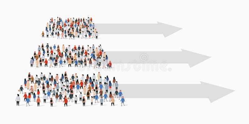 Grote groep mensen in vorm van piramide Metaball kleurrijk rond diagram met bars en tekst stock illustratie Grote groep mensen in vorm van piramide Metaball kleurrijk rond diagram met bars en tekst stock illustratie