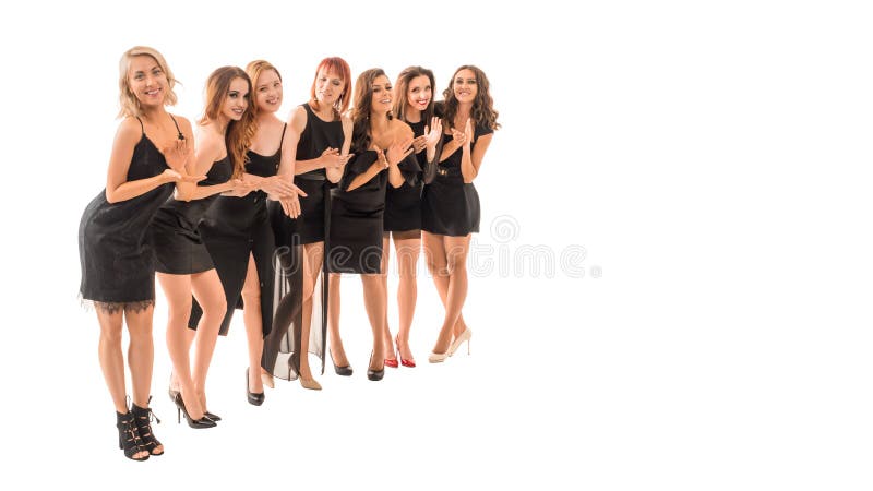 Large group of women applauding. Isolated on white background. Large group of women applauding. Isolated on white background.