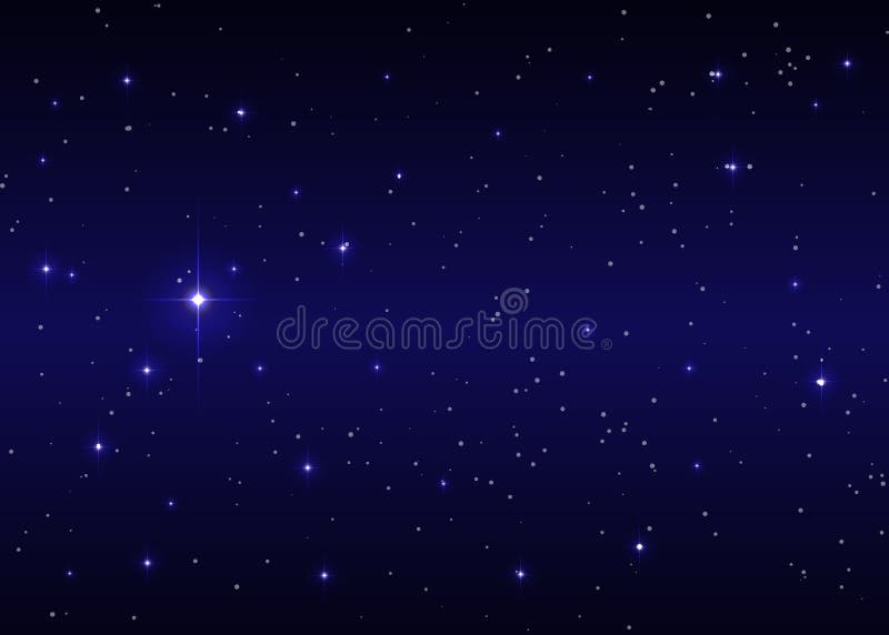 Grote heldere sterrenachtergrond tegen donkerblauwe sterrenhemel. sirius de helderste ster in de vectorillustratie van de hemel
