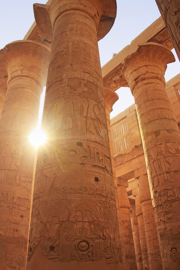 Grote Hypostyle Zaal, Karnak-complexe tempel, Luxor stock afbeeldingen Grote Hypostyle Zaal, Karnak-complexe tempel, Luxor stock afbeeldingen
