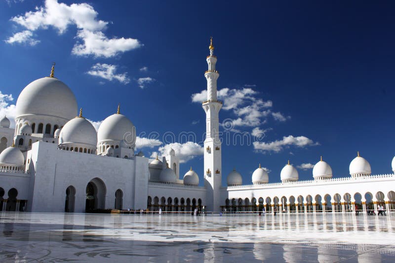 The Grand Mosque, also known as Sheikh Zayed Mosque, located in Abu Dhabi. The Mosque is large enough to accommodate 40,000 worshipers. The Grand Mosque, also known as Sheikh Zayed Mosque, located in Abu Dhabi. The Mosque is large enough to accommodate 40,000 worshipers.