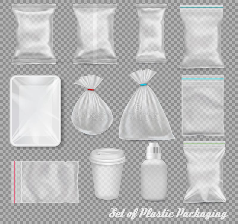 Grote Reeks Polypropyleen Plastic Verpakking Vector Illustratie - Illustration of pictogram,