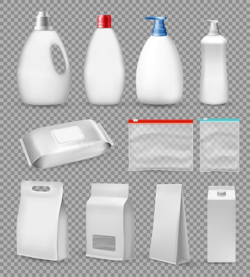 Grote Reeks Polypropyleen Plastic Verpakking Vector Illustratie - Illustration of pictogram,