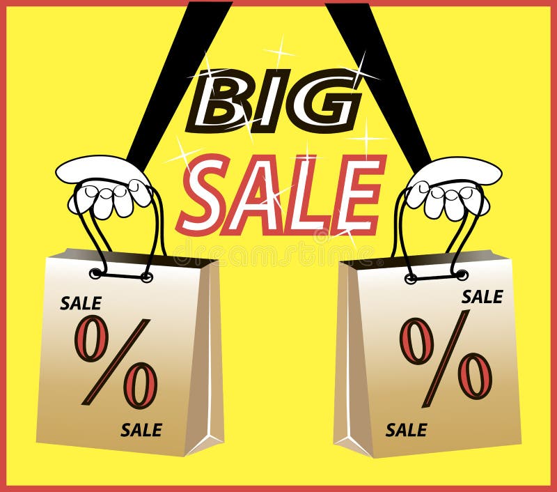 Grote verkoop! De korting van titelpercenten, het winkelen zakken vector illustratie Grote verkoop! De korting van titelpercenten, het winkelen zakken vector illustratie