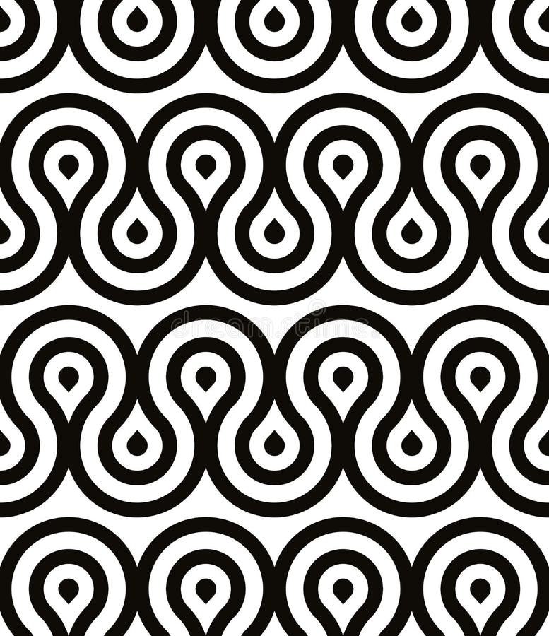 Grotesque waves seamless pattern, black and white retro style geometric vector background royalty free illustration Grotesque waves seamless pattern, black and white retro style geometric vector background royalty free illustration