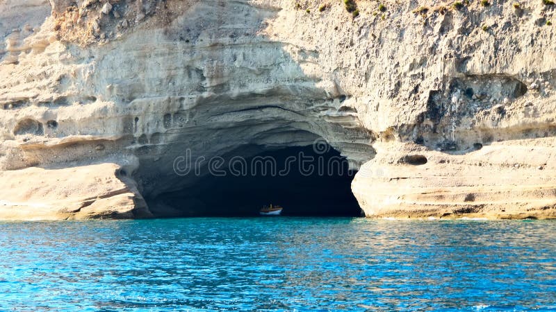 Grotto in the rock on the Mediterranean coast