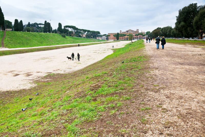 Ground of ancient Circus Maximus in Rome