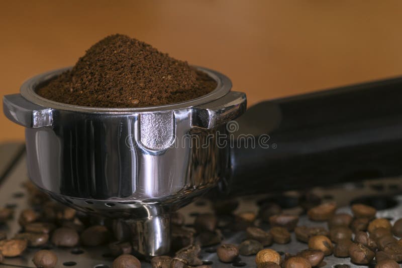 Ground Coffee in Filter Surrounded by Coffee Beans Stock Image Image