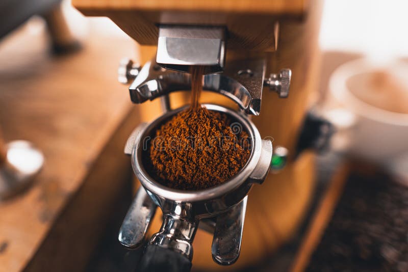 Ground Coffee from a Grinder at Home Stock Image Image of aroma, dark
