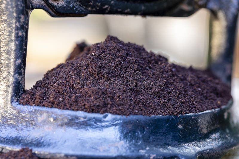 Ground Coffee in the Manual Grinder Stock Photo Image of food