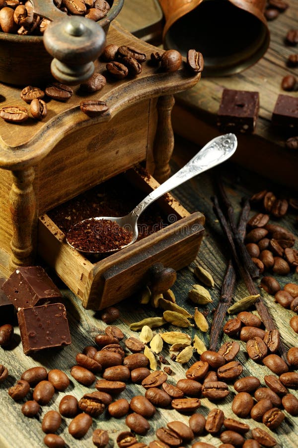 Ground Coffee in an Old Mill. Stock Image Image of vertical, spice