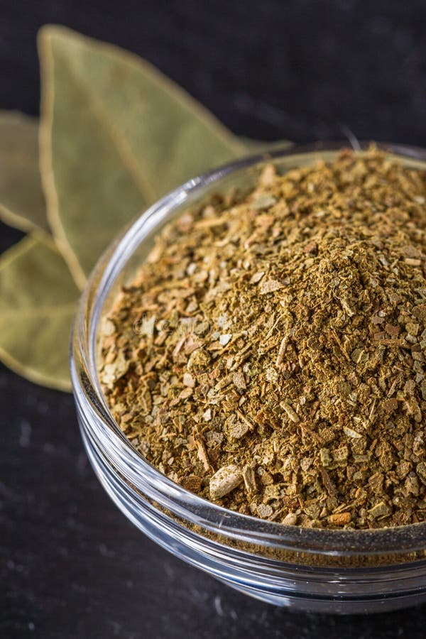 Ground Dried Bay Leaf on a Dark Stone Background Stock Photo Image of flavor, natural 183776324