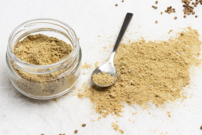 Ground Ginger in Glass Jar and on Table Stock Image Image of asian