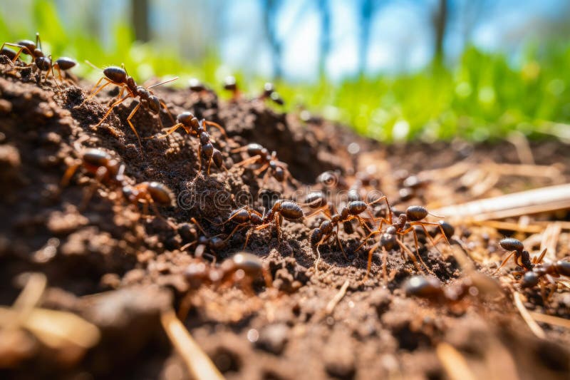A ground level view of ant colony vector illustration