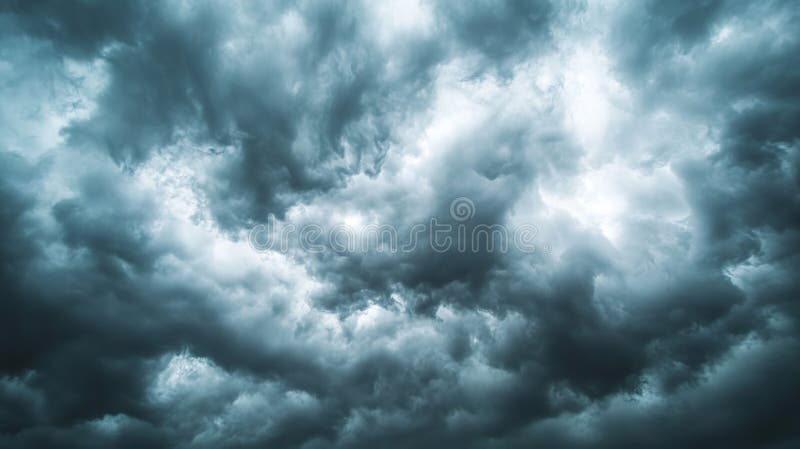 Ground level view of an overcast sky dramatic clouds create a moody and atmospheric scene stock illustration