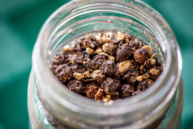 Ground Pepper in the Glass Shaker Close Up Stock Photo Image of