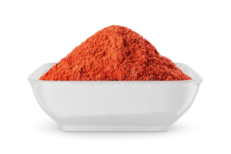 Ground Paprika Powder in Round Bowl Isolated on White. Top View Stock Image Image of round