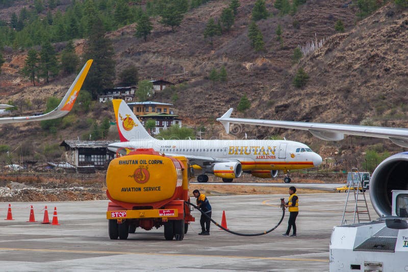 Ground services at the Paro International Airport in Bhutan royalty free stock photo Ground services at the Paro International Airport in Bhutan royalty free stock photo