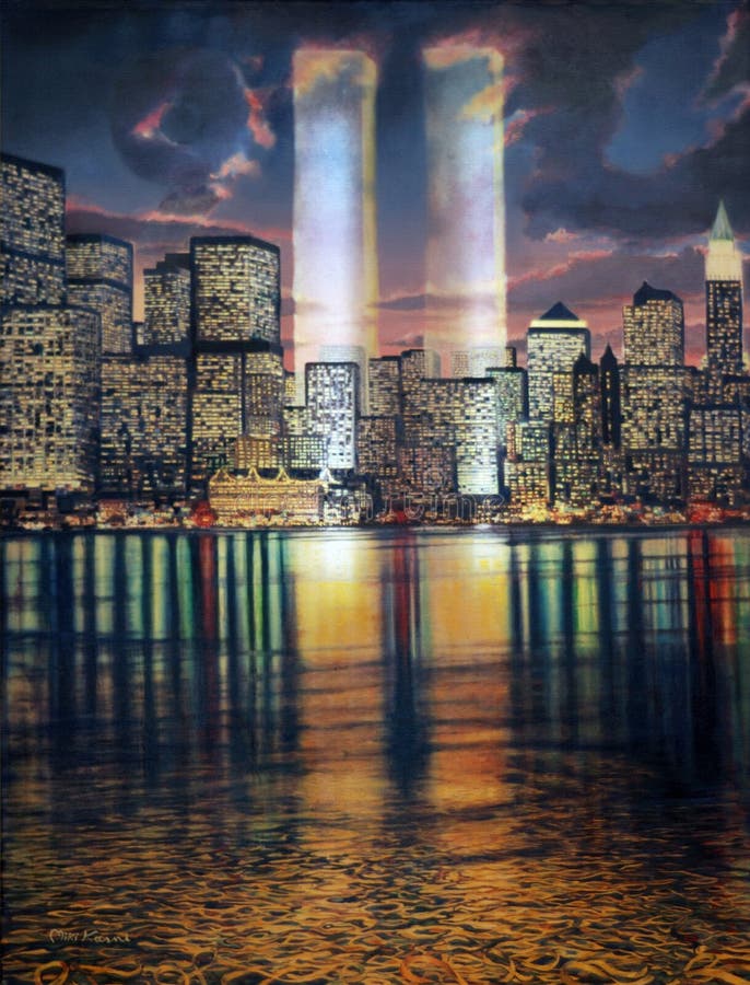 Oil painting Ground Zero after 11-09-2001 &#x28;by Miki Karni&#x29;