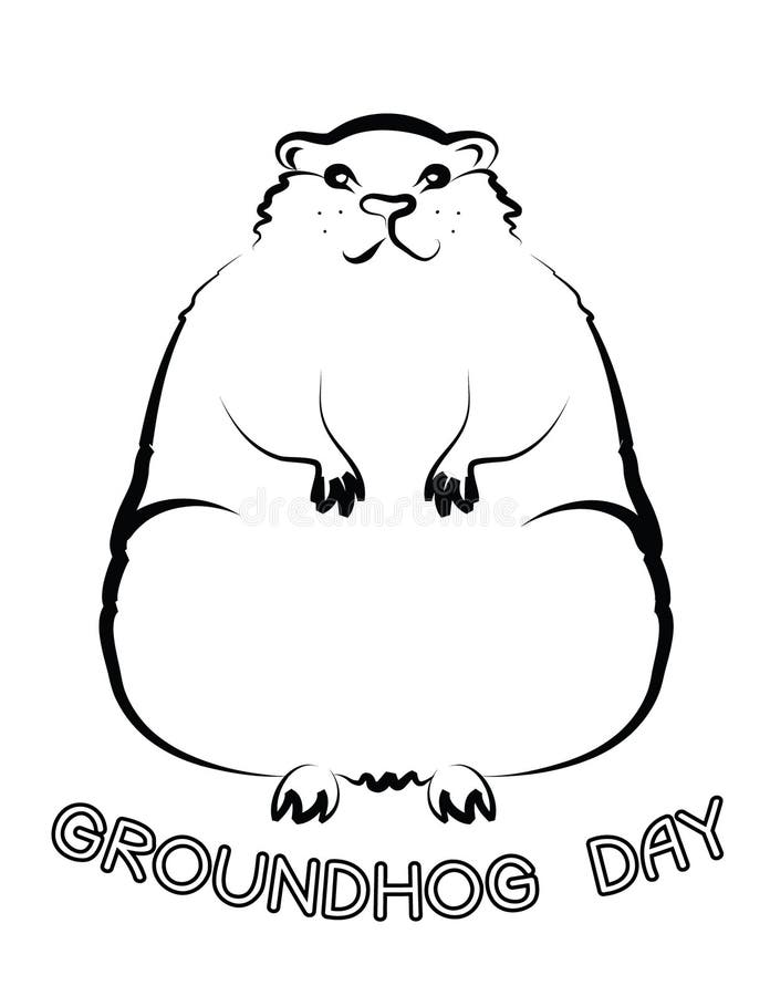 Symbol of Groundhog day with text. Vector black graphic
