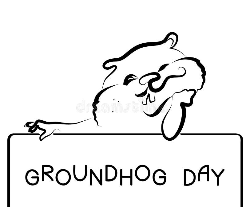 Symbol of Groundhog day with text. Vector black graphic