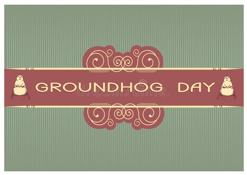 Groundhog day with text. Vector graphic postcard. Groundhog day with text. Vector graphic postcard