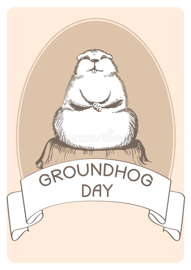 Groundhog day with text. Vector graphic postcard. Groundhog day with text. Vector graphic postcard