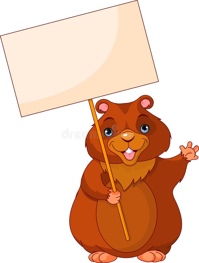 Funny Woodchuck holding Groundhog Day Sign