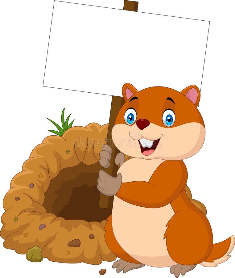 Groundhog de bande dessinée tenant le signe vide illustration libre de droits Groundhog de bande dessinée tenant le signe vide illustration libre de droits