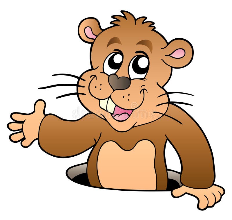 Groundhog de la historieta que está al acecho del agujero ilustración del vector Groundhog de la historieta que está al acecho del agujero ilustración del vector
