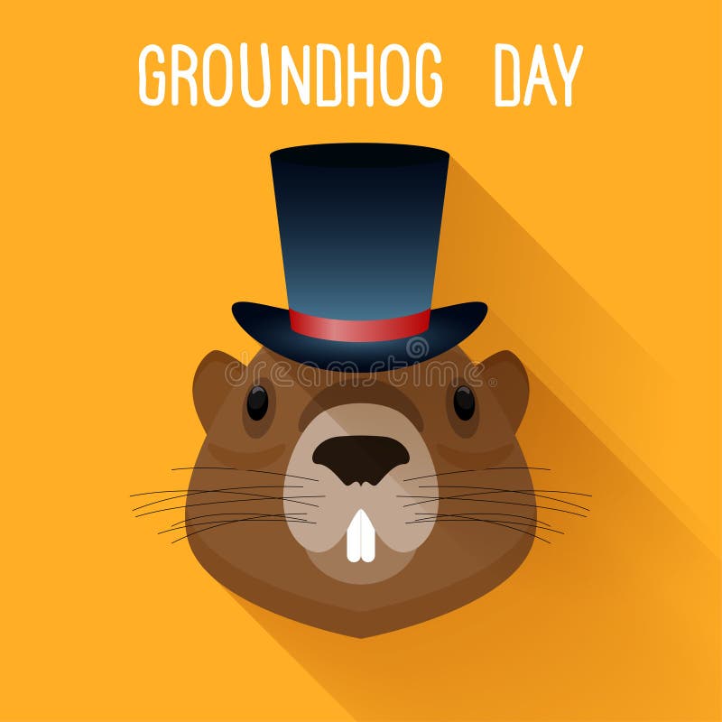 Groundhog in hat. Graundhog day funny cartoon vector card template. Groundhog in hat. Graundhog day funny cartoon vector card template.