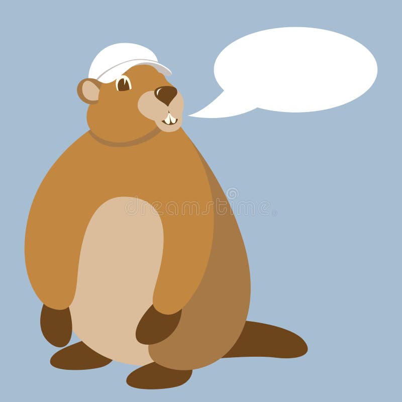Groundhog na parte dianteira lisa do estilo da ilustração do vetor do tampão ilustração royalty free Groundhog na parte dianteira lisa do estilo da ilustração do vetor do tampão ilustração royalty free