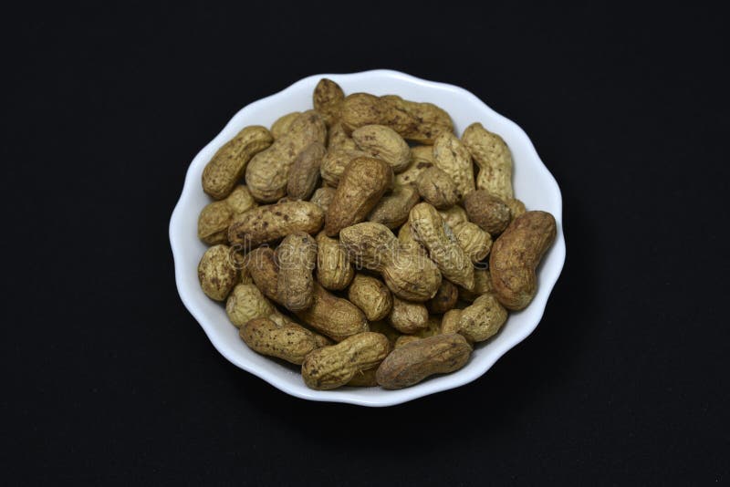 Groundnut. Unpeeled Peanuts in a White Plate Stock Image Image of