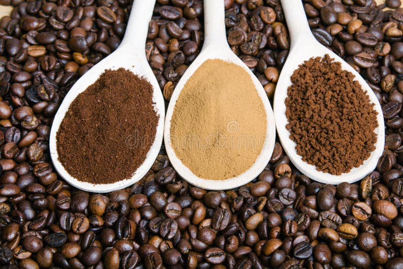 Types of Coffee Grounds, Instant, Powder, Coffee Beans Stock Photo Image of aroma, espresso
