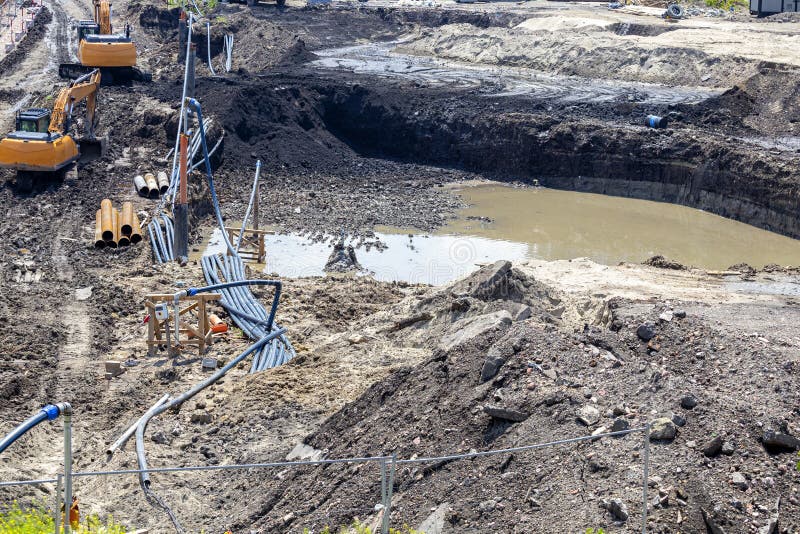 Groundwater in excavation pit