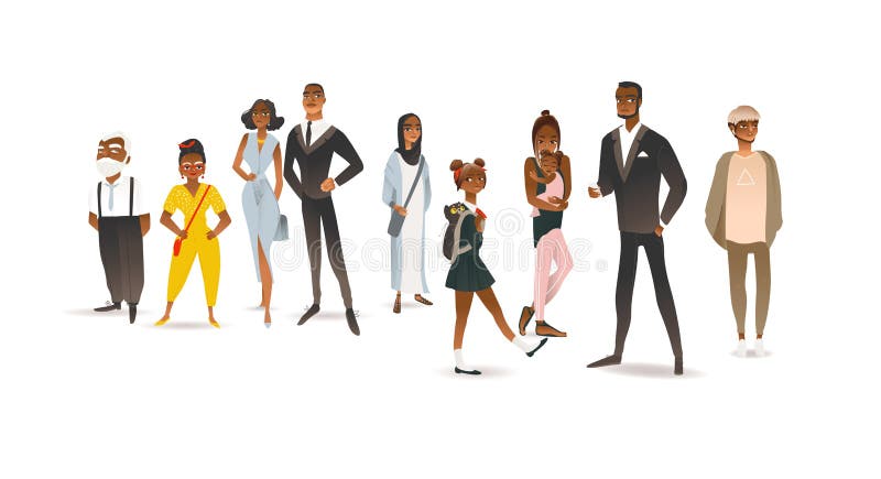 Group of African American Diverse People Cartoon Vector Illustration  Isolated. Stock Vector - Illustration of face, businesswoman: 192844371