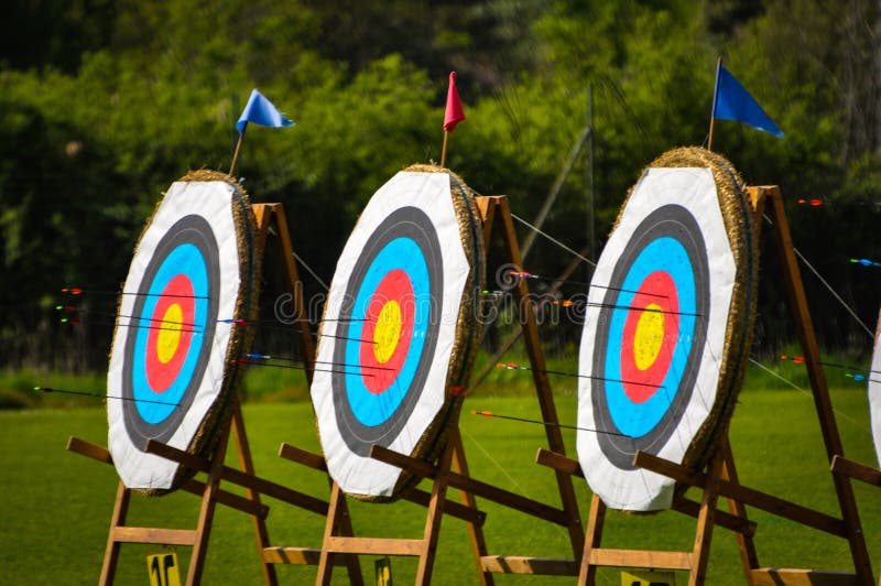 Archery Competition Target Coat of Arms Arrows Archer Sight Stock Photo