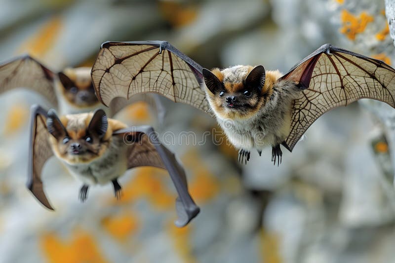 Group of Bats Hanging Upside Down on a Tree Generative AI vector illustration