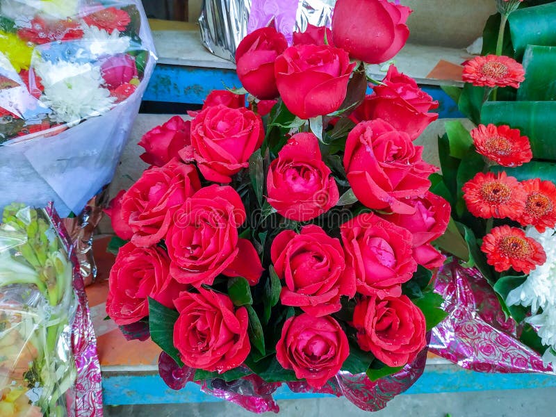 Group of Beautiful Red Rose in the Flower Shop Stock Photo Image of