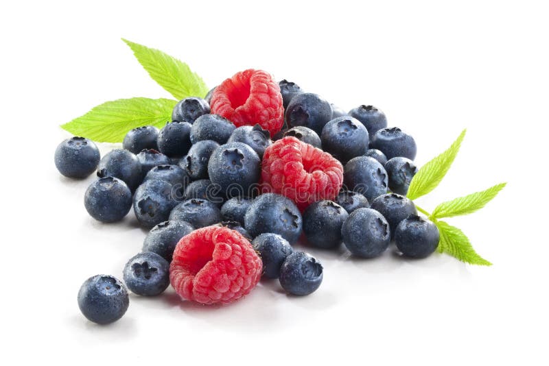 Group of berries on white