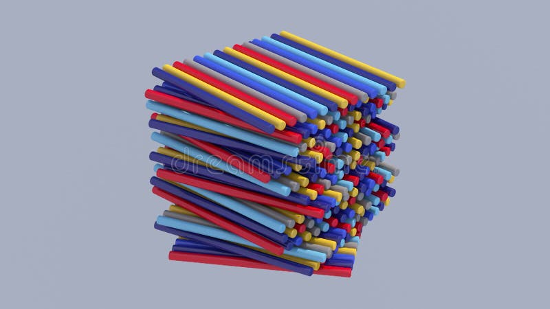 Grup de forme colorate strălucitoare care se rotesc. randare animație abstractă 3d. stock illustration