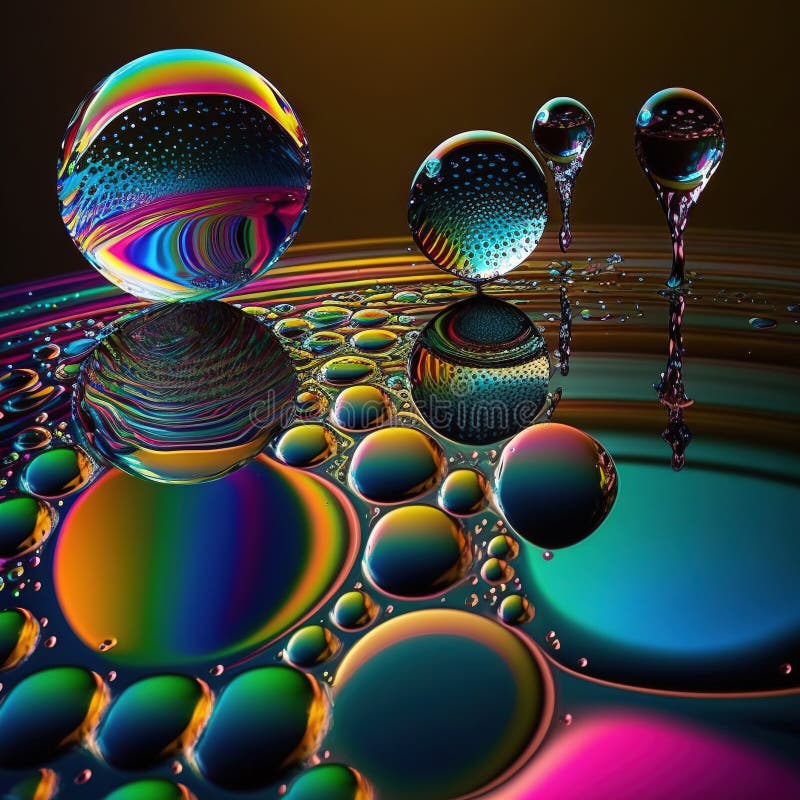 A group of bubbles floating on top of a colorful liquid. royalty free illustration