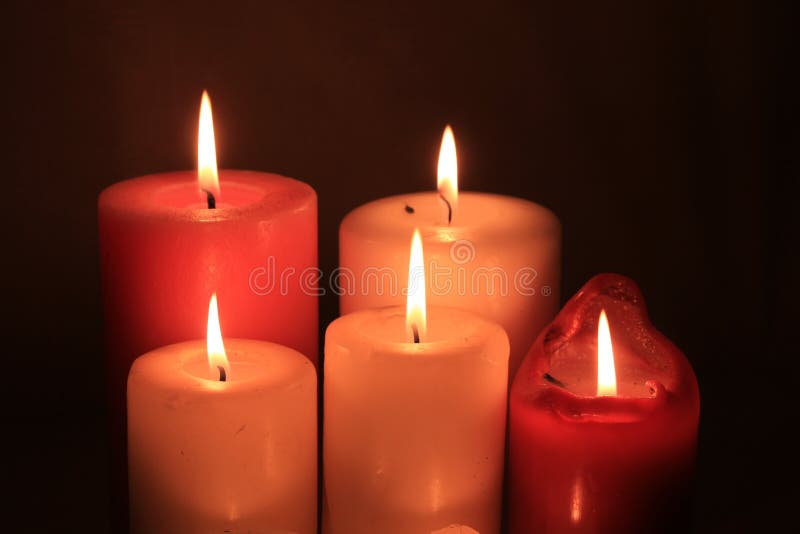 Group of burning candles stock image. Image of religion 136042175