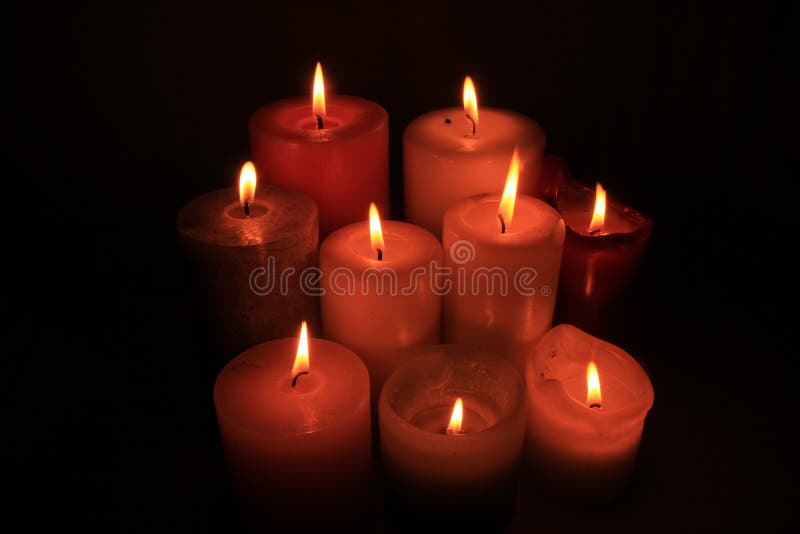 Group of burning candles stock image. Image of group 101057099